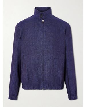 Canali Linen Bomber Jacket - Blue