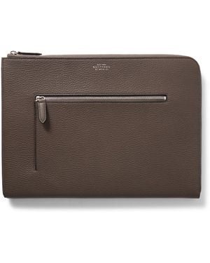 Smythson Ludlow Full-Grain Leather Laptop Case - Brown