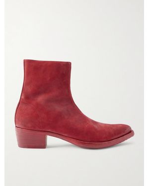 424 Nubuck Chelsea Boots - Red