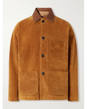 Fortela Montana Leather-Trimmed Suede Jacket - Brown