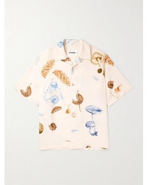 Jil Sander Convertible-Collar Printed Woven Shirt - Natural