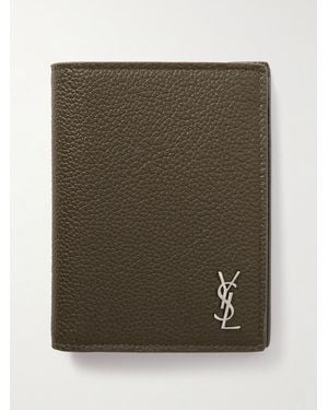 Saint Laurent Logo-Appliquéd Full-Grain Leather Billfold Wallet - Green