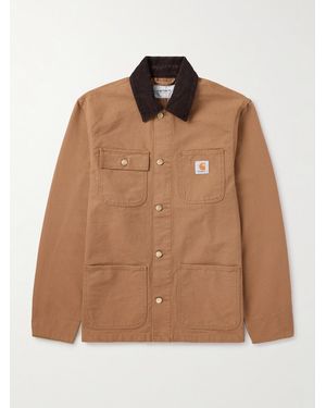 Carhartt Michigan Corduroy-Trimmed Organic Cotton-Canvas Chore Jacket - Brown