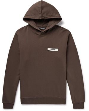 Jacquemus Logo-Appliquéd Cotton-Jersey Hoodie - Brown