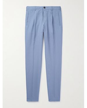 Slowear Venezia 1951 Tapered Pleated Ice Crêpe Trousers - Blue