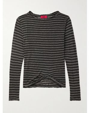 424 Oberteil aus gestreiftem Jersey - Schwarz