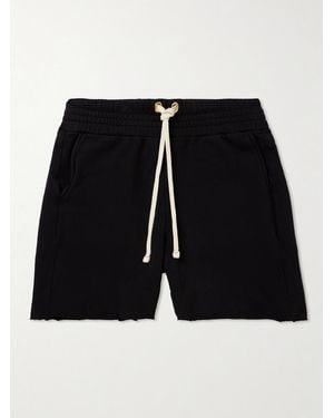 Les Tien Straight-Leg Garment-Dyed Cotton-Jersey Drawstring Shorts - Black