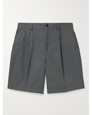 MR P. Pleated Cotton-twill Shorts - Grey