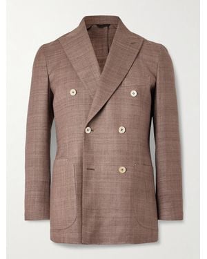 Drake's Double-breasted Silk Blazer - Brown