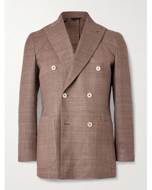Drake's Double-breasted Silk Blazer - Brown