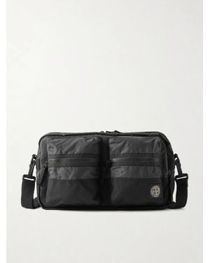Stone Island Logo-Appliquéd Coated Cotton-Ripstop Messenger Bag - Black