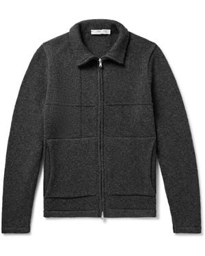 Inis Meáin Lifeline Merino Wool And Cashmere-blend Zip-up Cardigan - Black