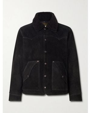 RRL Shearling-Trimmed Suede Jacket - Black