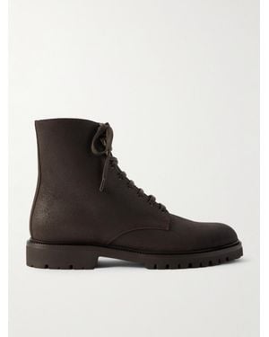 Brunello Cucinelli Pedula Waxed-suede Boots - Black