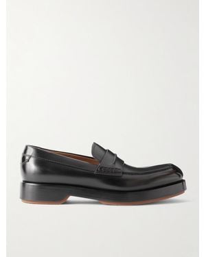 ZEGNA Udine Leather Penny Loafers - Black