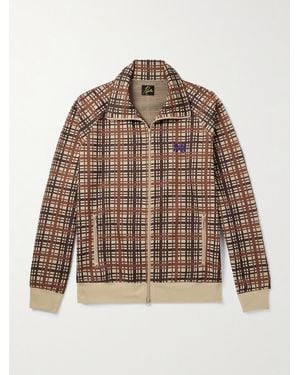 Needles Logo-embroidered Checked Jacquard-knit Track Jacket - Brown