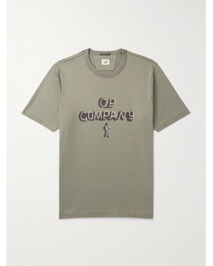 C.P. Company Logo-Embroidered Printed Cotton-Jersey T-Shirt - Grey