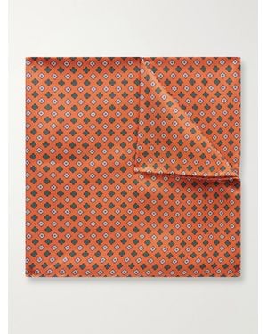 De Petrillo Printed Silk-Twill Pocket Square - Orange