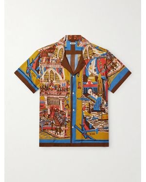 Bode Manhattan Island Camp-collar Printed Silk-satin Shirt - Multicolour