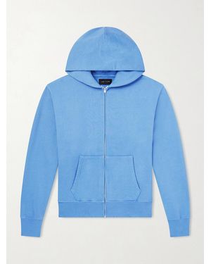 Les Tien Heavyweight Structured-Fleece Cotton-Jersey Zip-Up Hoodie - Blue