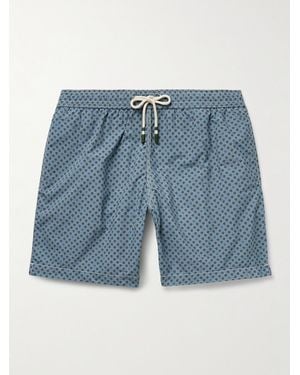 Hartford Slim-Fit Mid-Length Printed Swim Shorts - Blue