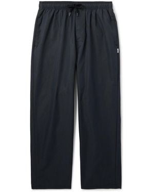 WTAPS Tapered Cotton-Blend Drawstring Pants - Blue
