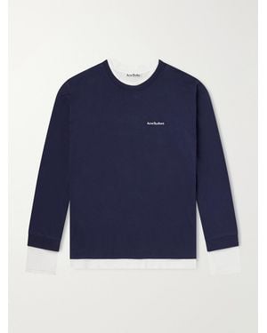 Acne Studios Layered Logo-Embroidered Cotton-Jersey Sweatshirt - Blue