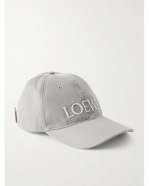 Loewe Leather-Trimmed Cotton Baseball Cap - Gray