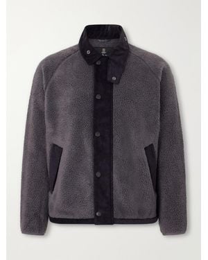 Barbour Transporter Corduroy-Trimmed Fleece Jacket - Black