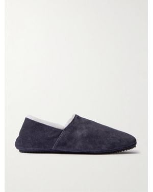 MR P. Plush-Lined Suede Slippers - Blue