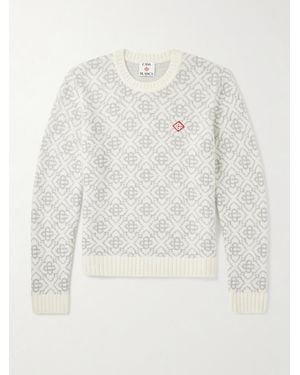 CASABLANCA Pullover aus Jacquard-Strick mit Logoapplikation - Weiß