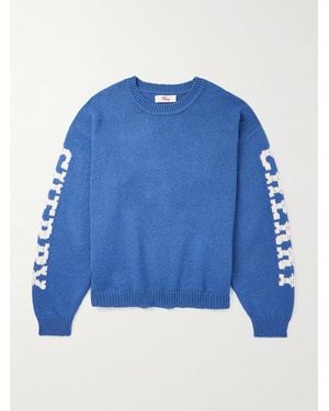 CHERRY LA Logo-intarsia Cotton Jumper - Blue
