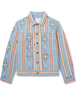 Kardo Marvin Cotton-jacquard Trucker Jacket - Blue
