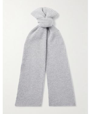 MR P. Ribbed Cashmere Scarf - White