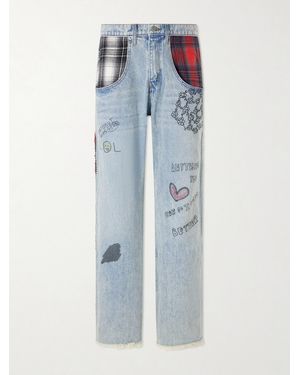 Satoshi Nakamoto Nessa Wide-Leg Printed Embellished Jeans - Blue
