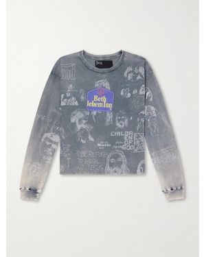 Paly Hollywood Bethlehem Inn Distressed Printed Cotton-jersey Shirt - Blue