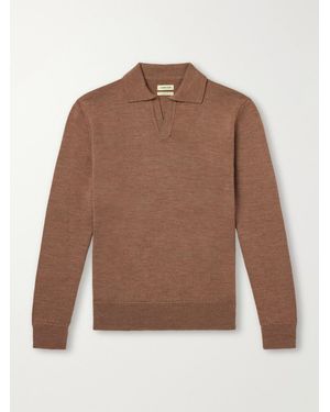 De Bonne Facture Merino Wool Polo Jumper - Brown