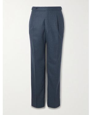 STÒFFA Straight-Leg Pleated Wool-Flannel Trousers - Blu