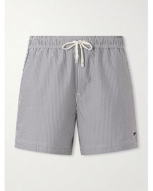 ZEGNA Straight-leg Mid-length Striped Seersucker Swim Shorts - Grey