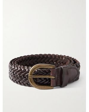Morjas 3cm Woven Leather Belt - Brown