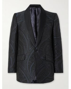 Favourbrook Twill-Trimmed Paisley-Jacquard Cotton And Silk-Blend Tuxedo Jacket - Black