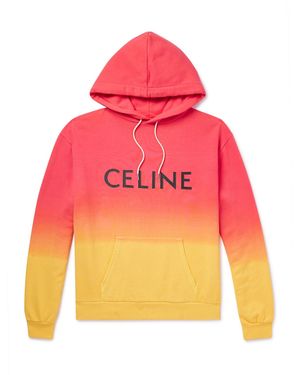 Celine Logo-Print Ombré Cotton-Jersey Hoodie - Pink