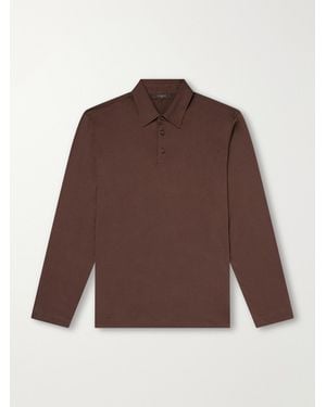 Slowear Zanone Cotton And Silk-blend Jersey Polo Shirt - Brown