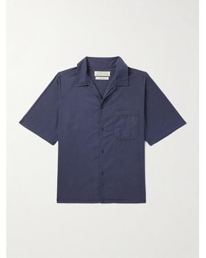 Remi Relief Embroidered Cotton And Silk-Blend Twill Shirt - Blue