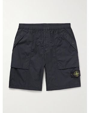 Stone Island Shorts Cargo A Gamba Dritta - Blu