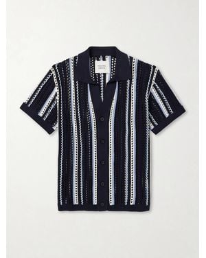 Frescobol Carioca Pinto Crocheted Cotton Shirt - Blue