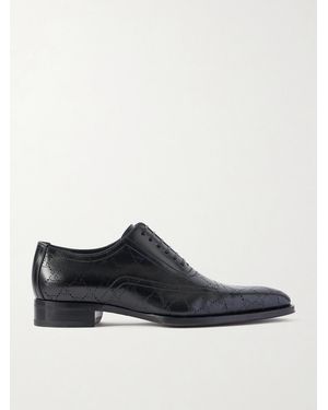 Gucci Laser-Cut Leather Oxford Shoes - Black