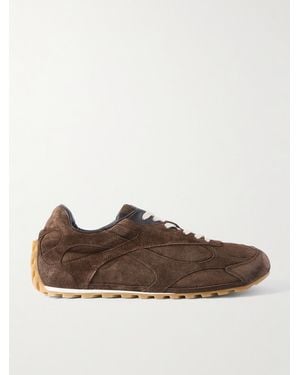 Bottega Veneta Orbit Flash Leather-Trimmed Suede Sneakers - Brown