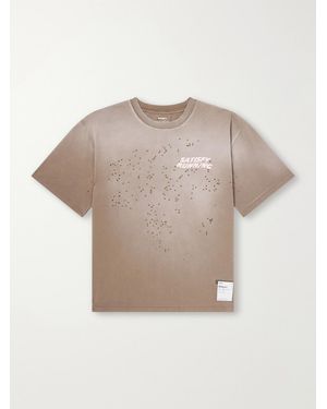 Satisfy Logo-Print Distressed Mothtech Cotton-Jersey T-Shirt - Natural