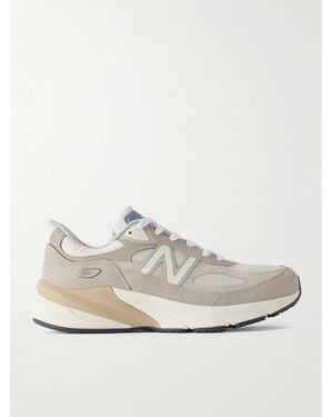 New Balance 990V6 Leather-Trimmed Mesh Trainers - White